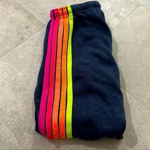 neon 5 striped aviator nation sweatpants